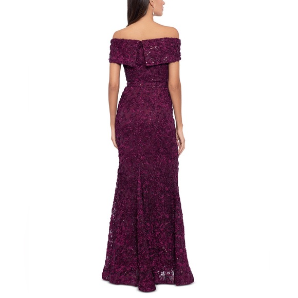 Xscape Off-The-Shoulder Lace Gown - Picture 1 of 10
